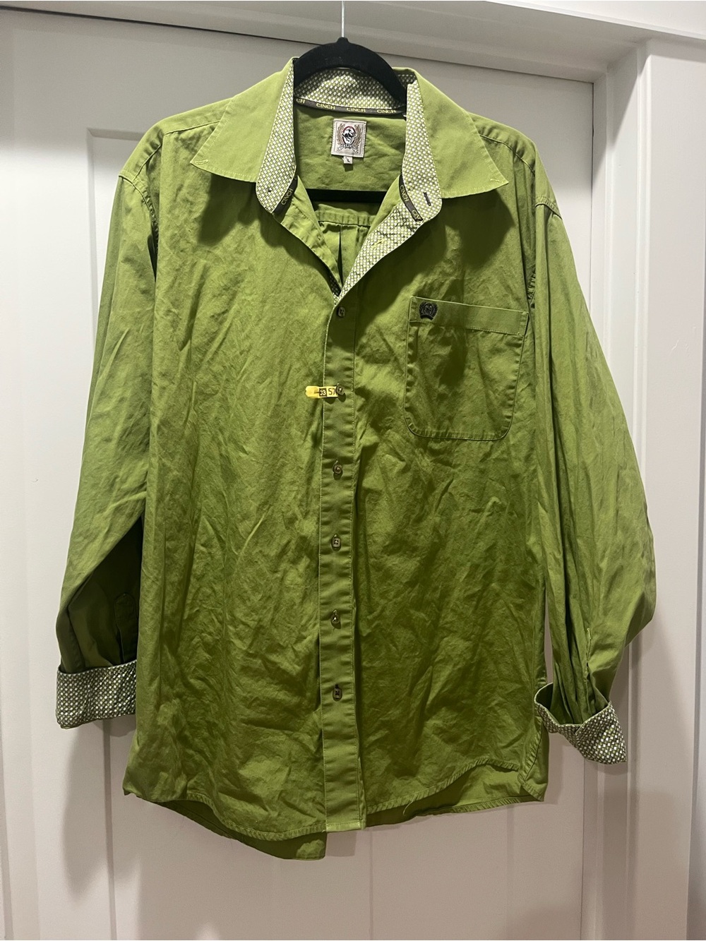 Cinch Men's Large Green Casual Button Down Shirt Western Rodeo Cowboy